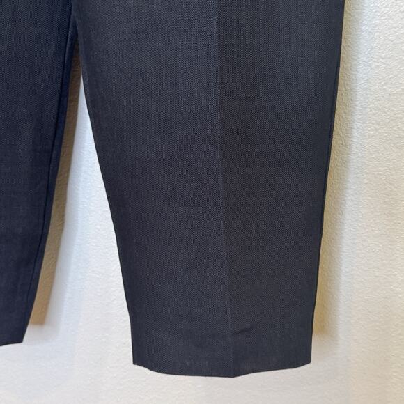 Talbots Irish Linen Dress Crop Pants Womens Size 12 Black Pleated Straight Leg - Picture 4 of 9